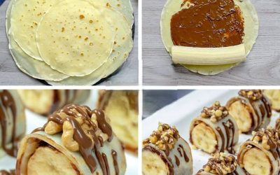 Słodkie naleśniki bananowo-czekoladowe w formie sushi