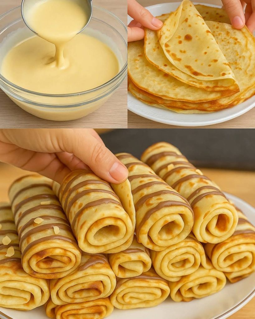 Miękkie, rolowane naleśniki czekoladowe