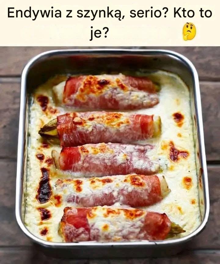 endywie zapiekane z szynką