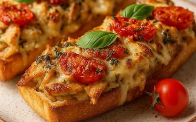 Zapiekanki z Kurczakiem, Pomidorem i Mozzarellą