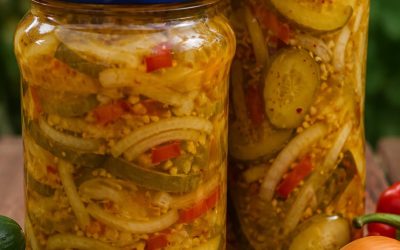 Ogórki z cebulą, papryką i curry na zimę