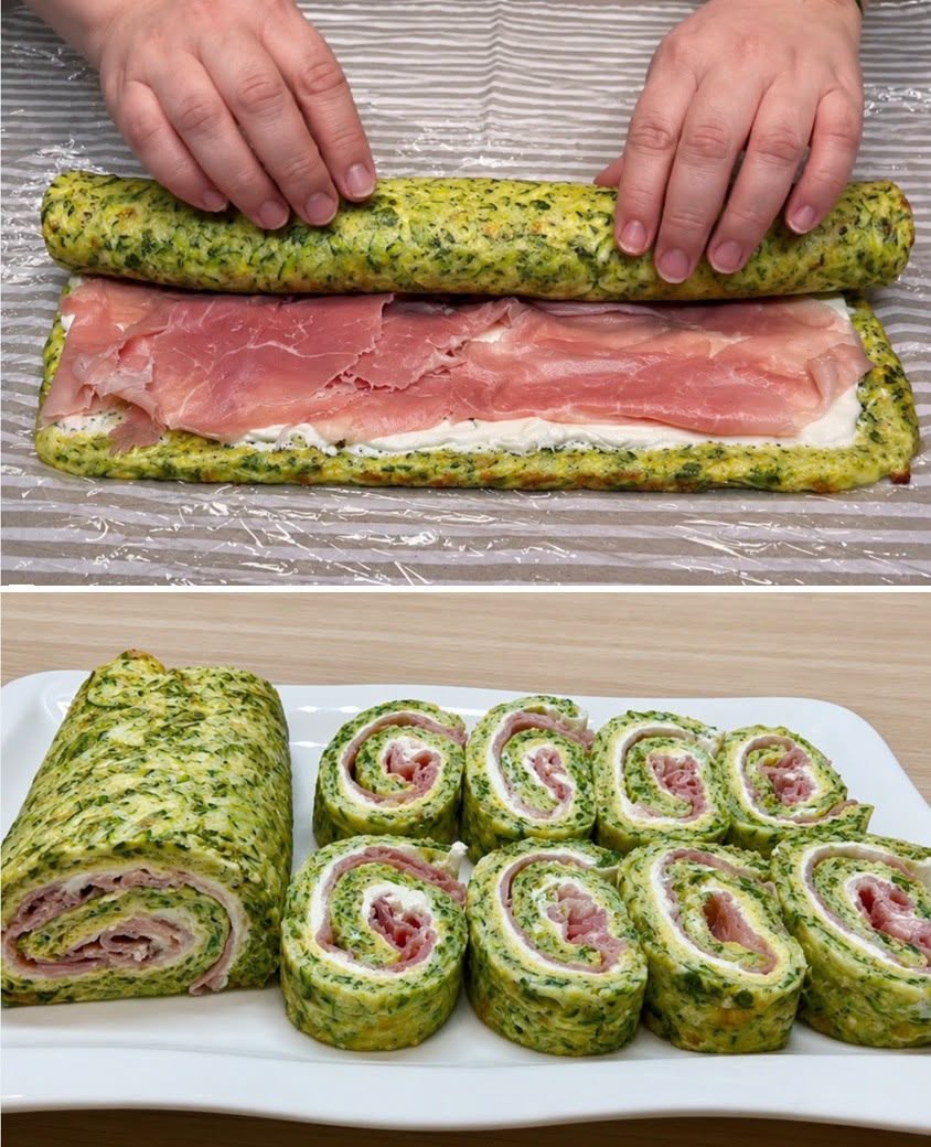 Peciva od tikvica sa šunkom i sirom.